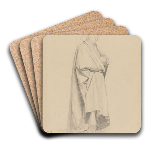 Stende ung mann, draperistudie by Adolph Tidemand Art Drink Coaster set