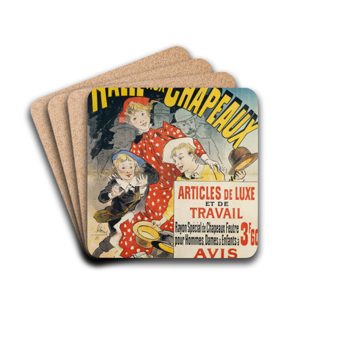 Halle Aux Chapeaux by Jules Chret Drink Coasters - set of 4