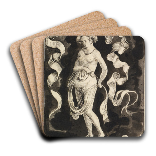 Female nude with a headscarf by Niklaus Manuel Art Drink Coaster set