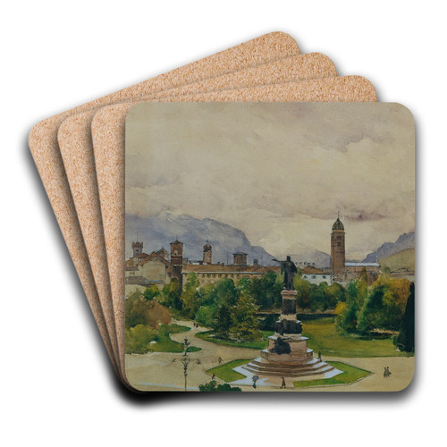 Danteplatz in Trient by Karl Friedrich Gsur Art Drink Coaster set