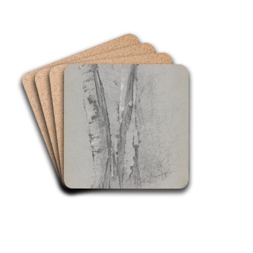 Study of Birch Trunks (Scribners') by Jervis McEntee Drink Coasters - set of 4 Study of Birch Trunks (Scribners') by Jervis McEntee Drink Coasters - set of 4