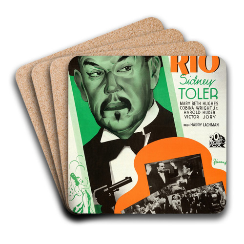 Charlie Chan in Rio by Eric Rohman Art Drink Coaster set Charlie Chan in Rio by Eric Rohman Art Drink Coaster set