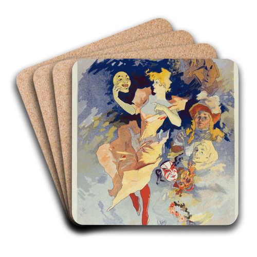 La Comdie by Jules Chret Art Drink Coaster set La Comdie by Jules Chret Art Drink Coaster set