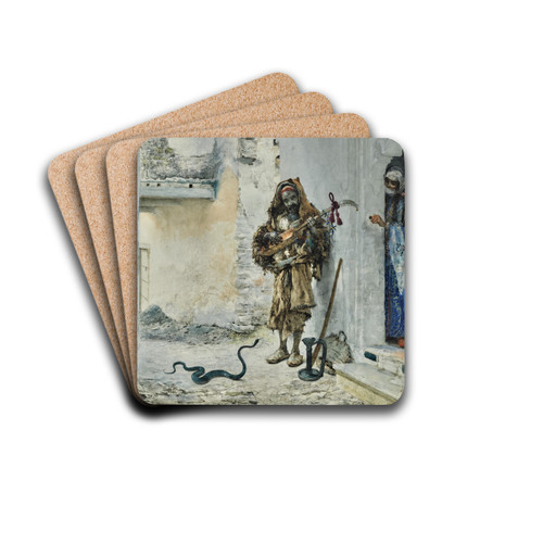 The Snake Charmer by Jos Tapir Drink Coasters - set of 4 The Snake Charmer by Jos Tapir Drink Coasters - set of 4