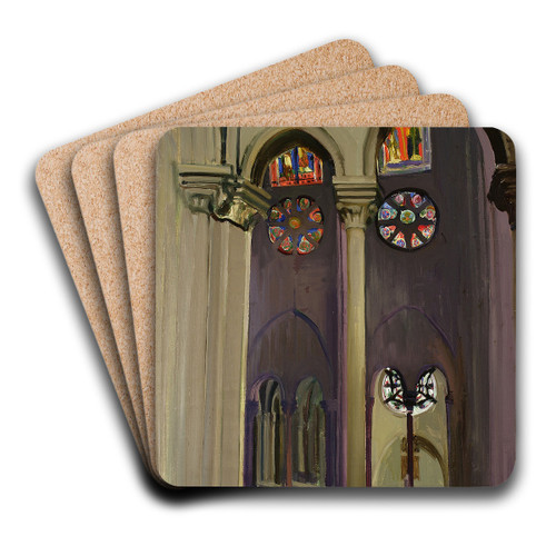 Fragment of interior of the Notre-Dame cathedral in Paris by Konrad Krzyanowski Art Drink Coaster set