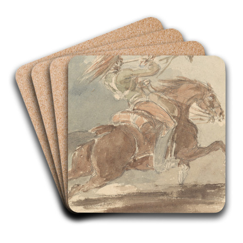 Trumpeter on Galloping Horse by James Stuart Art Drink Coaster set