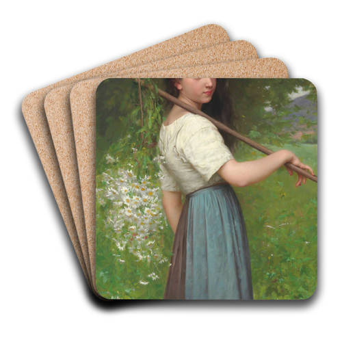 Gathering Daisies by Jules-Cyrille Cav Art Drink Coaster set