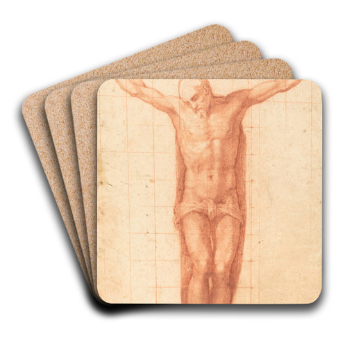 Christ on the Cross by Girolamo Muziano Art Drink Coaster set