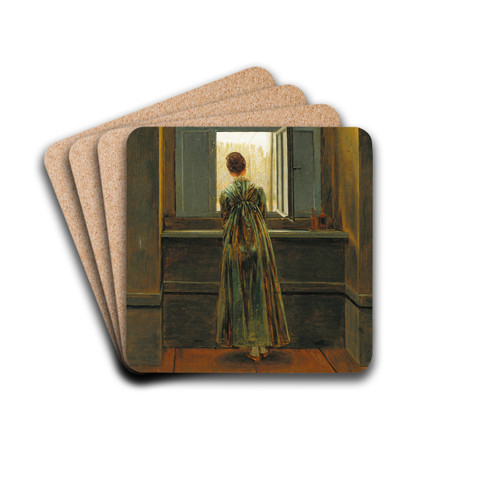 Woman at a Window by Caspar David Friedrich Drink Coasters - set of 4