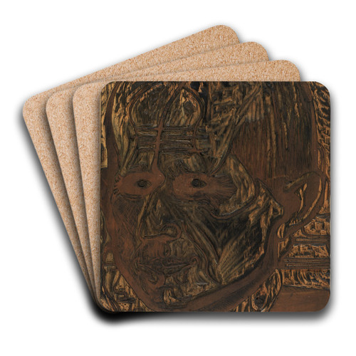 Kopf Dr. Bauer, Zeichnungsstock by Ernst Ludwig Kirchner Art Drink Coaster set