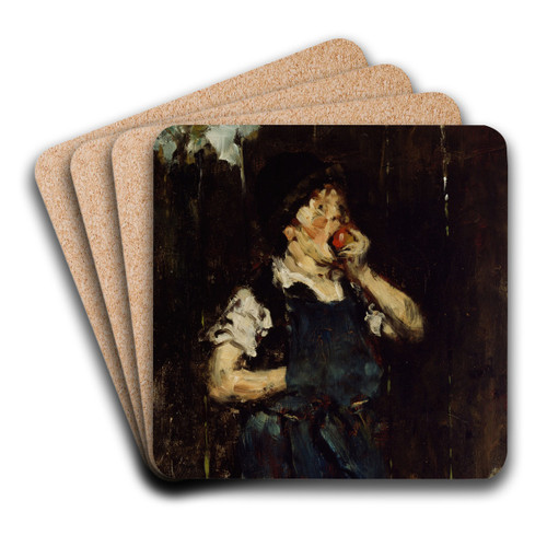 The Apprentice (Boy with Apple) by William Merritt Chase Art Drink Coaster set The Apprentice (Boy with Apple) by William Merritt Chase Art Drink Coaster set