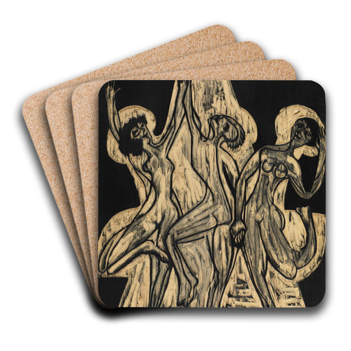 Farbentanz, Zeichnungsstock by Ernst Ludwig Kirchner Art Drink Coaster set