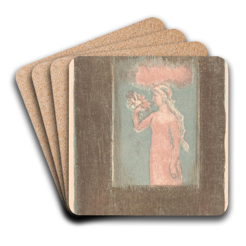 Jong meisje met bloemen voor een venster by Maurice Denis Art Drink Coaster set