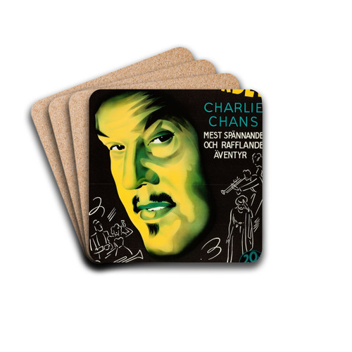 Charlie Chan in Reno by Eric Rohman Drink Coasters - set of 4 Charlie Chan in Reno by Eric Rohman Drink Coasters - set of 4