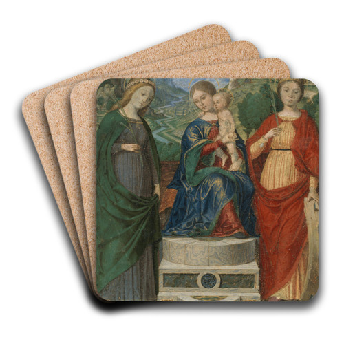Virgin and Child Enthroned between Saints Cecilia and Catherine of Alexandria by Francesco Morone Art Drink Coaster set Virgin and Child Enthroned between Saints Cecilia and Catherine of Alexandria by Francesco Morone Art Drink Coaster set