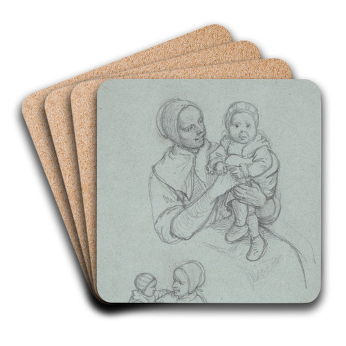 To studier af dalkalla med barn by Wilhelm Marstrand Art Drink Coaster set