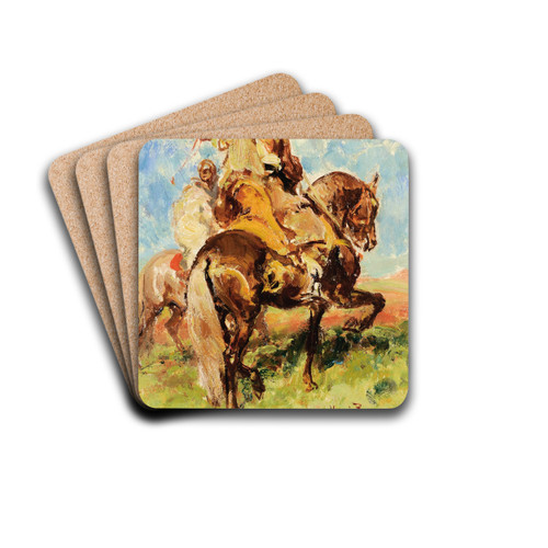 Le Fauconnier by Henri milien Rousseau Drink Coasters - set of 4 Le Fauconnier by Henri milien Rousseau Drink Coasters - set of 4
