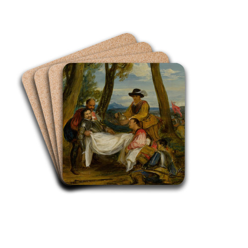 The Death of Sir Philip Sidney by Sir David Wilkie Drink Coasters - set of 4 The Death of Sir Philip Sidney by Sir David Wilkie Drink Coasters - set of 4