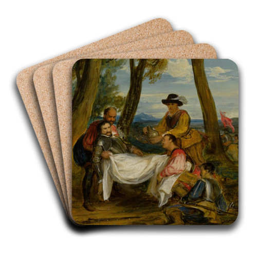The Death of Sir Philip Sidney by Sir David Wilkie Art Drink Coaster set The Death of Sir Philip Sidney by Sir David Wilkie Art Drink Coaster set