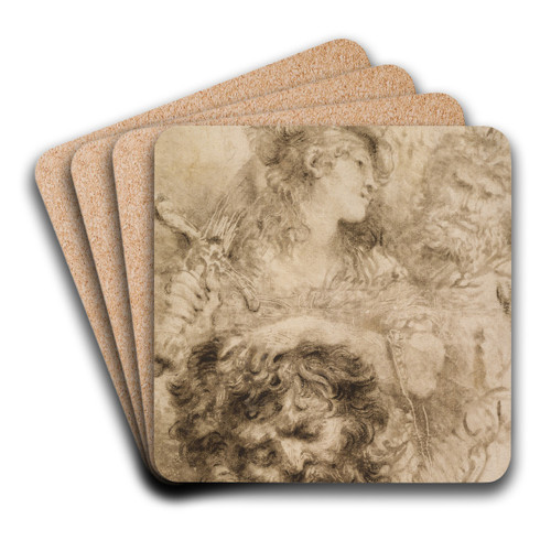 David with the Head of Goliath by Giovanni Benedetto Castiglione Art Drink Coaster set