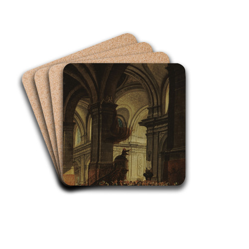 Sermon d'un capucin dans l'glise Saint-Roch by Pierre-Antoine Demachy Drink Coasters - set of 4