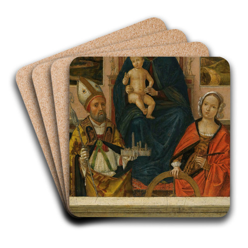 The Madonna And Child Enthroned With Saints Petronius And Catherine Of Alexandria by Bernardino di Bosio Zaganelli Art Drink Coaster set The Madonna And Child Enthroned With Saints Petronius And Catherine Of Alexandria by Bernardino di Bosio Zaganelli Art Drink Coaster set