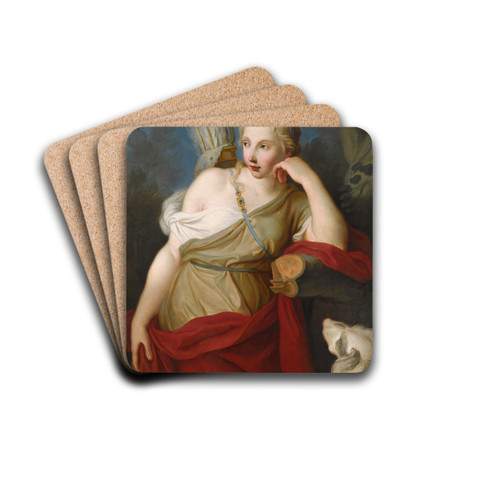 Diana, Goddess Of The Hunt, Leaning Against A Tree by Pietro Rotari Drink Coasters - set of 4 Diana, Goddess Of The Hunt, Leaning Against A Tree by Pietro Rotari Drink Coasters - set of 4