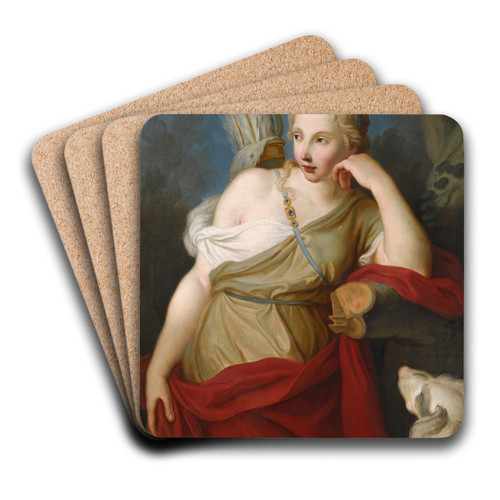 Diana, Goddess Of The Hunt, Leaning Against A Tree by Pietro Rotari Art Drink Coaster set Diana, Goddess Of The Hunt, Leaning Against A Tree by Pietro Rotari Art Drink Coaster set
