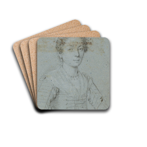 Portrt af en kvinde, halvfigur by Ottavio Mario Leoni Drink Coasters - set of 4