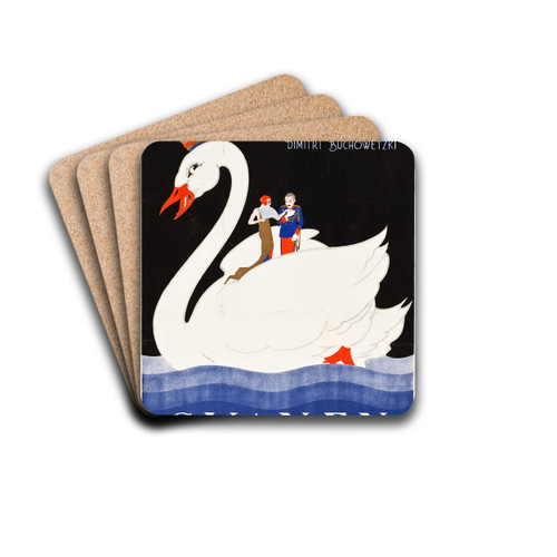 The Swan by Eric Rohman Drink Coasters - set of 4 The Swan by Eric Rohman Drink Coasters - set of 4