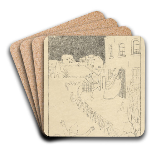 La visite de Saint-Nicolas by Lon Spilliaert Art Drink Coaster set