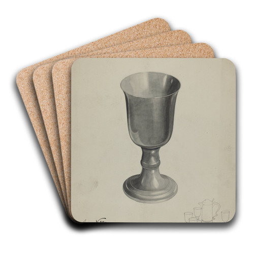 Pewter Chalice by James Vail Art Drink Coaster set Pewter Chalice by James Vail Art Drink Coaster set
