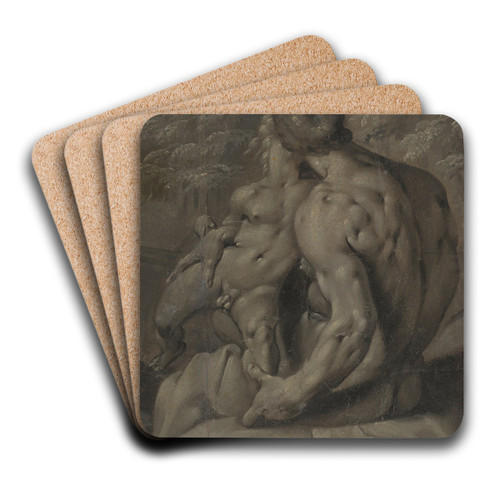 Two Male Nudes by Cornelis Cornelisz Van Haarlem Art Drink Coaster set