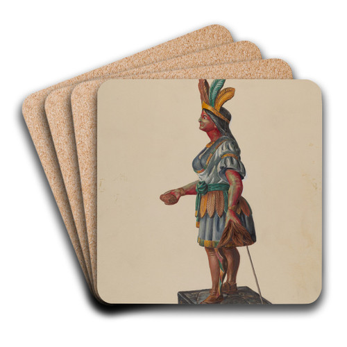 Cigar Store Indian by Walter Hochstrasser Art Drink Coaster set