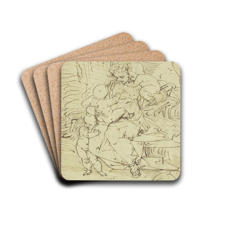 Caritas unter Bumen sitzend by Luca Cambiaso Drink Coasters - set of 4