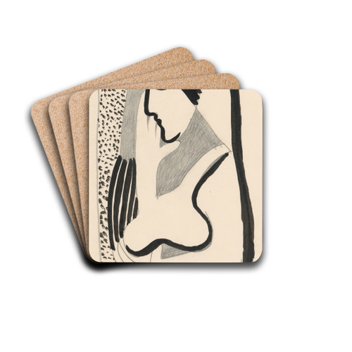 Thoughtful woman by Mikul Galanda Drink Coasters - set of 4 Thoughtful woman by Mikul Galanda Drink Coasters - set of 4
