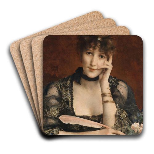 The Letter by Alfred Stevens Art Drink Coaster set