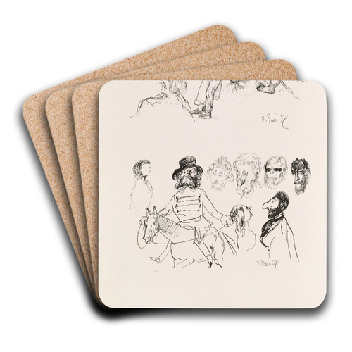 Les caricatures de Puvis de Chavannes Pl.29 by Pierre Puvis de Chavannes Art Drink Coaster set