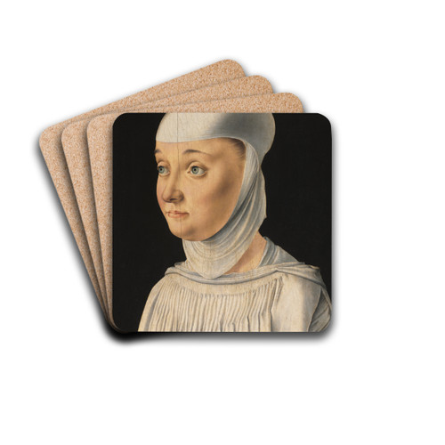 Portrait of a Woman, Possibly a Novice of San Secondo by Jacometto Veneziano Drink Coasters - set of 4