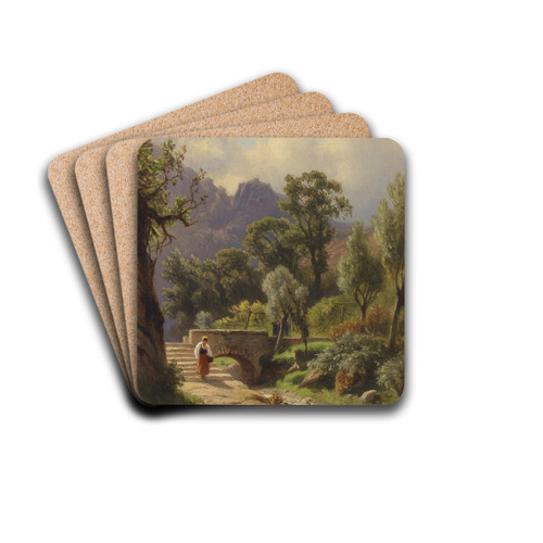 Am Heimweg by Johann (Giovanni) Varrone Drink Coasters - set of 4
