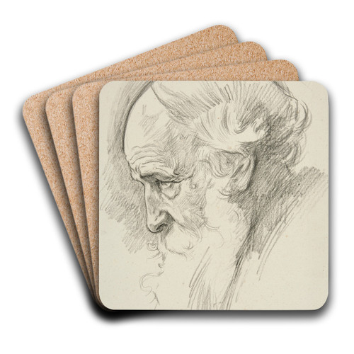 Portrait of an old bearded man, inprofile by Edwin Austin Abbey Art Drink Coaster set