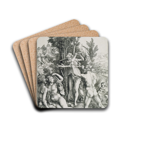 The Combat of Vitue and Pleasure in the Presence of Hercules by Albrecht Drer Drink Coasters - set of 4 The Combat of Vitue and Pleasure in the Presence of Hercules by Albrecht Drer Drink Coasters - set of 4