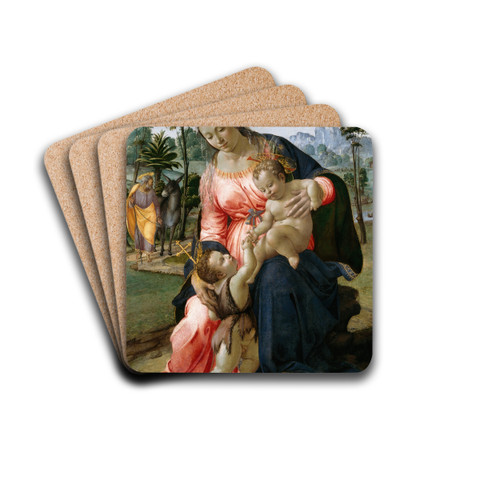 Rest on the Flight into Egypt with the Infant Saint John the Baptist by Francesco Granacci Drink Coasters - set of 4