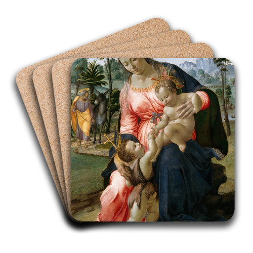 Rest on the Flight into Egypt with the Infant Saint John the Baptist by Francesco Granacci Art Drink Coaster set