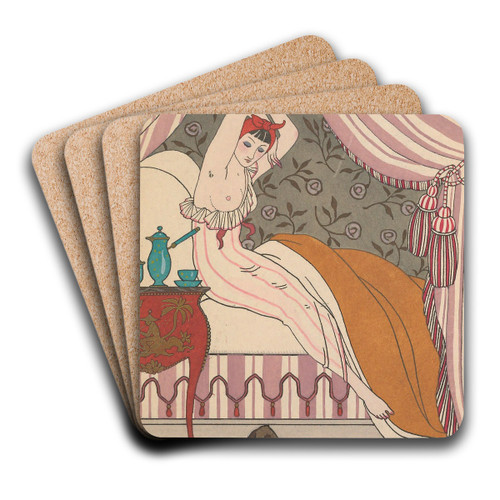 La Belle Matineuse by George Barbier Art Drink Coaster set