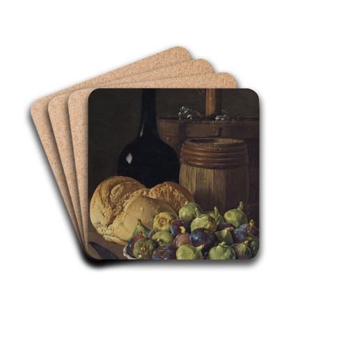Still Life with Figs and Bread by Luis Melndez Drink Coasters - set of 4