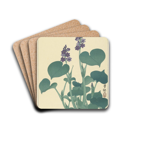 Flowering hosta by Ohara Koson Drink Coasters - set of 4