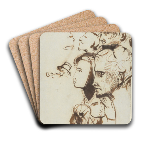 Study of Faces by Benjamin Robert Haydon Art Drink Coaster set