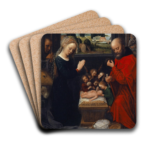 The Nativity by Adriaen Isenbrandt Art Drink Coaster set