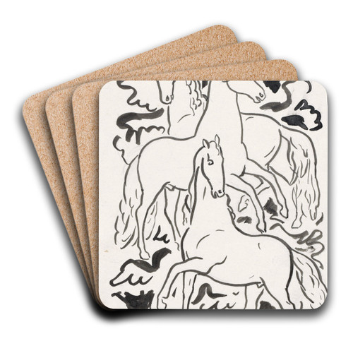 Drie paarden by Leo Gestel Art Drink Coaster set